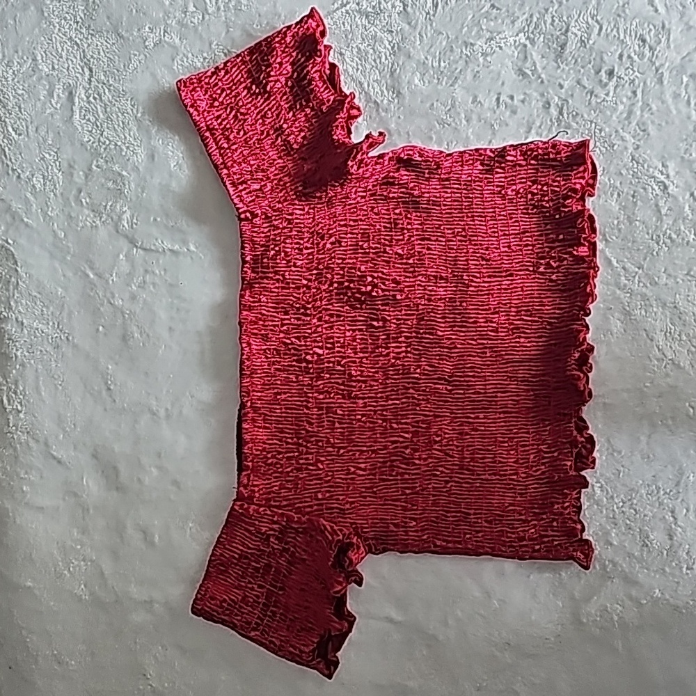 Design Lab Off the Shoulder Velvet Burgundy Crop Top